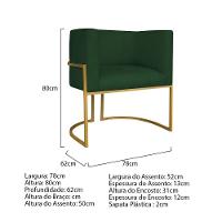Kit Divã Luna 140cm Lado Esquerdo E 01 Poltrona Base De Ferro Dourado Suede Cor Verde - 7