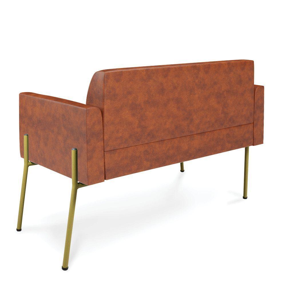 Sofá Namoradeira 2 Lugares Pé De Ferro Dourado Marisa Corano D03 Nozes - 2