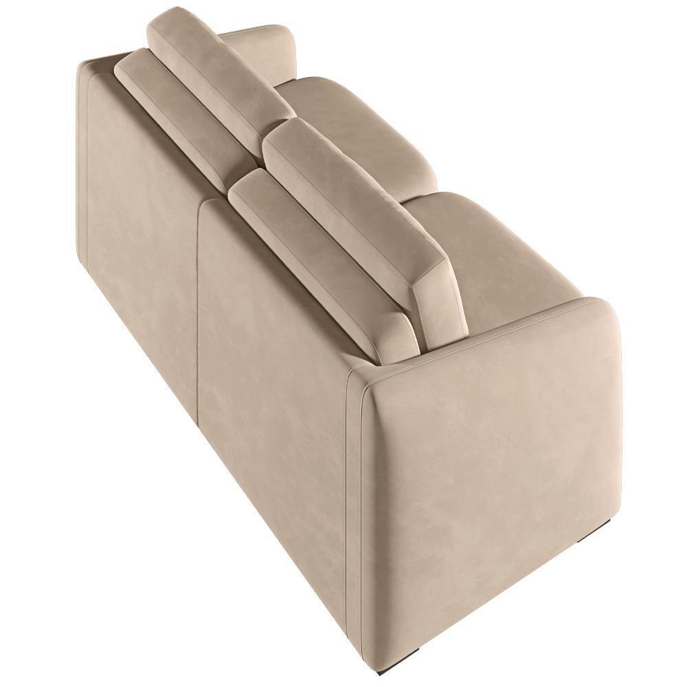 Sofá Cama Para Sala De Estar 2 Lugares 216cm Montserrat K01 Veludo Bege - Lyam Decor - 7