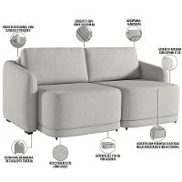Sofá Cama Para Sala De Estar 3 Lugares 236cm Montserrat K01 Linho Cinza - Lyam Decor - 6