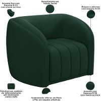 Kit Sofá 4 Lugares Para Sala 292cm Com 01 Poltrona Lazio M03 Veludo Verde - Lyam Decor - 3
