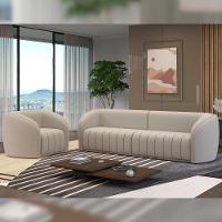 Kit Sofá 4 Lugares Para Sala 292cm Com 02 Poltronas Lazio M03 Veludo Bege - Lyam Decor - 9