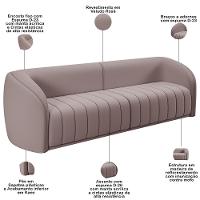 Kit Sofá 5 Lugares Para Sala 332cm Com 02 Poltronas Lazio M03 Veludo Rosê - Lyam Decor - 10