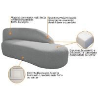 Kit Divã Luna 185cm Lado Direito E 01 Poltrona Base De Ferro Preto Bouclé Cinza - 7