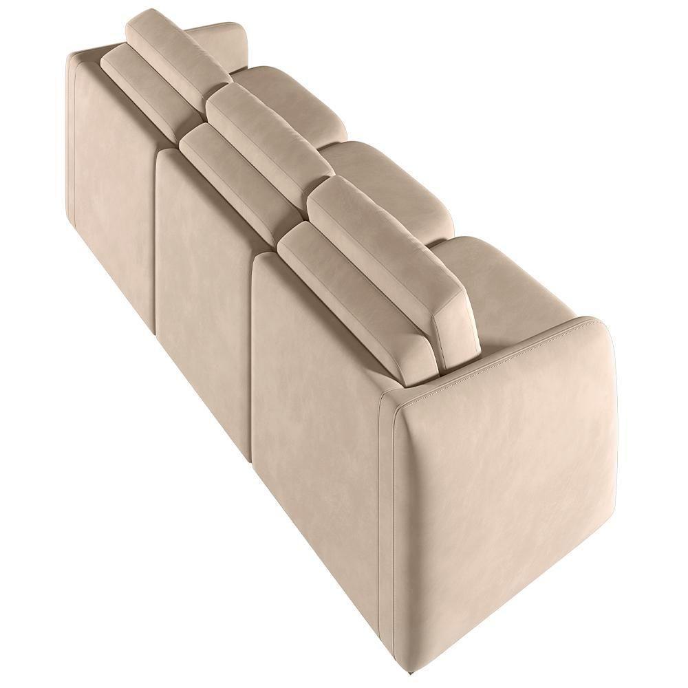 Sofá Cama Para Sala De Estar 4 Lugares 336cm Montserrat K01 Veludo Bege - Lyam Decor - 2