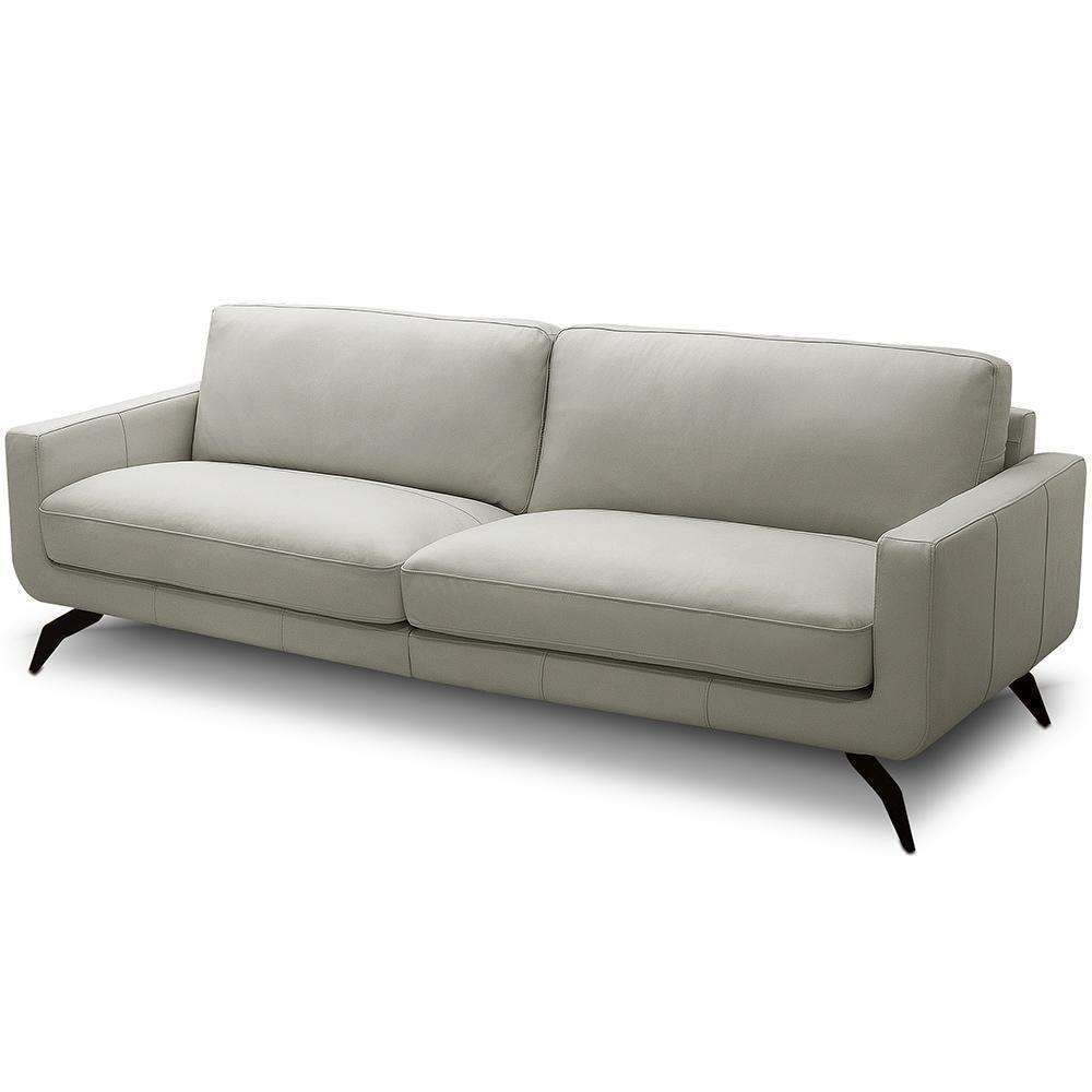 Sofá 3 Lugares Para Sala De Estar Living Industrial 210cm Trento L06 Couro Pérola - Lyam Decor - 1