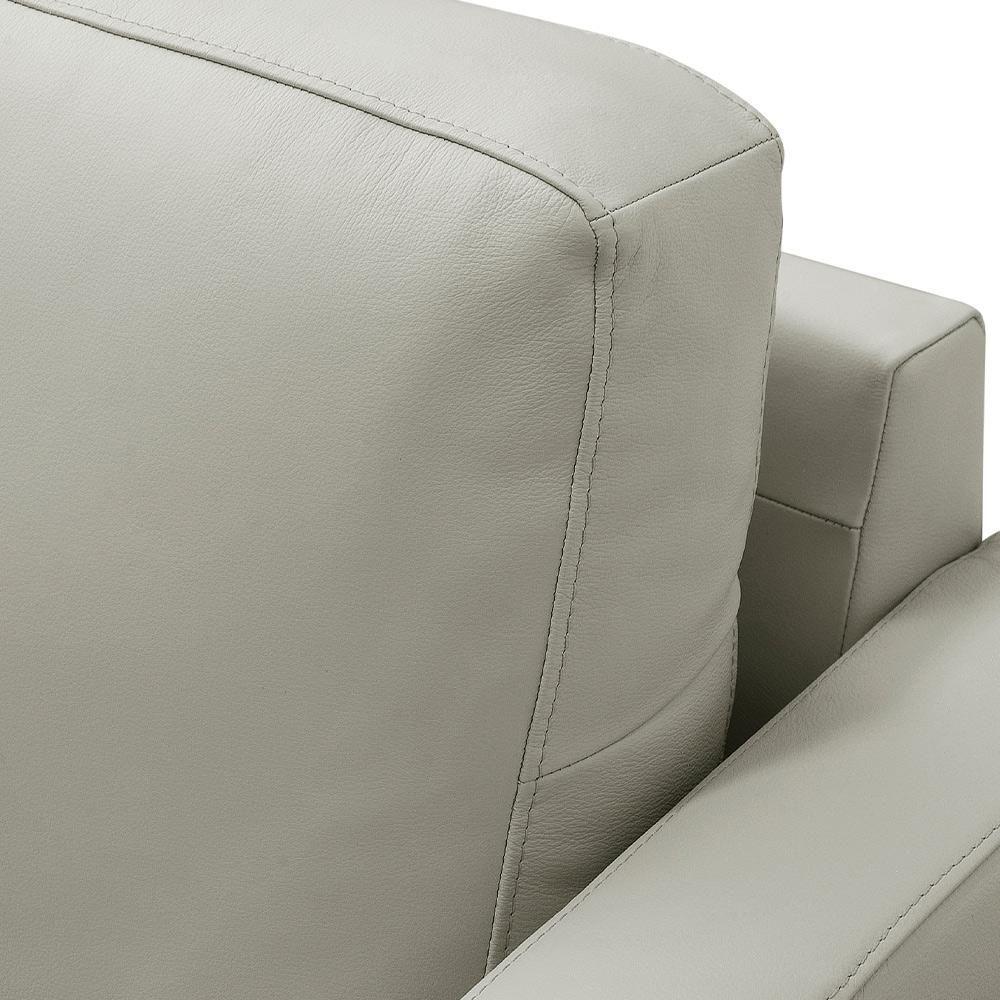 Sofá 3 Lugares Para Sala De Estar Living Industrial 210cm Trento L06 Couro Pérola - Lyam Decor - 3