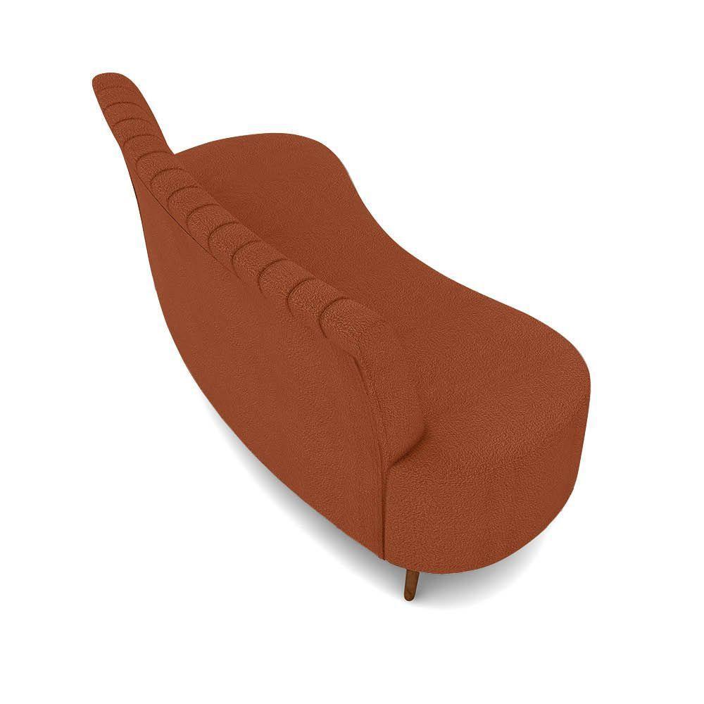 Sofá 2 Lugares Living 135cm Pé Palito Maraú Bouclê K01 - D'rossi Cor Mostarda - 7