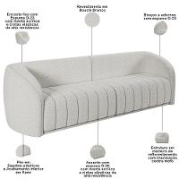 Kit Sofá 4 Lugares Para Sala 292cm Com 02 Poltronas Lazio M03 Bouclê Branco - Lyam Decor - 10