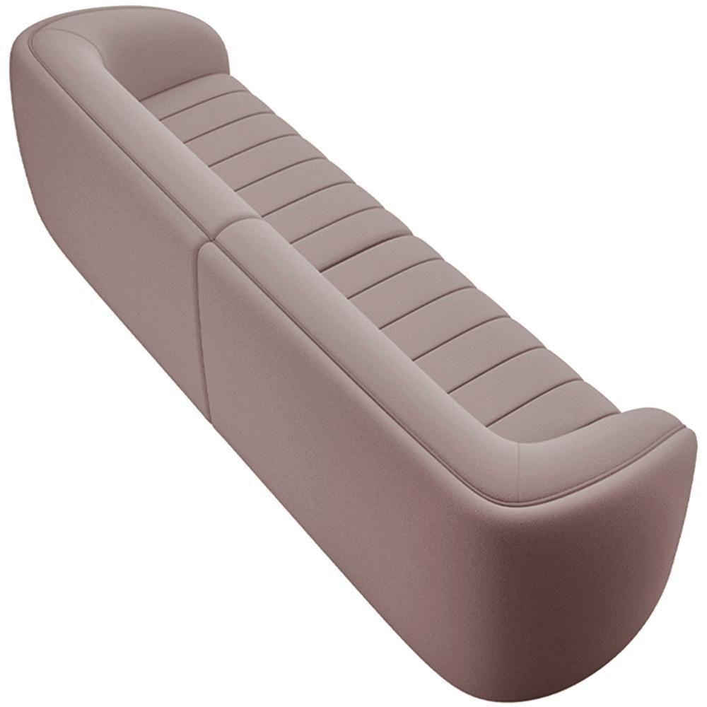 Kit Sofá 4 Lugares Para Sala 292cm Com 02 Poltronas Lazio M03 Veludo Rosê - Lyam Decor - 2