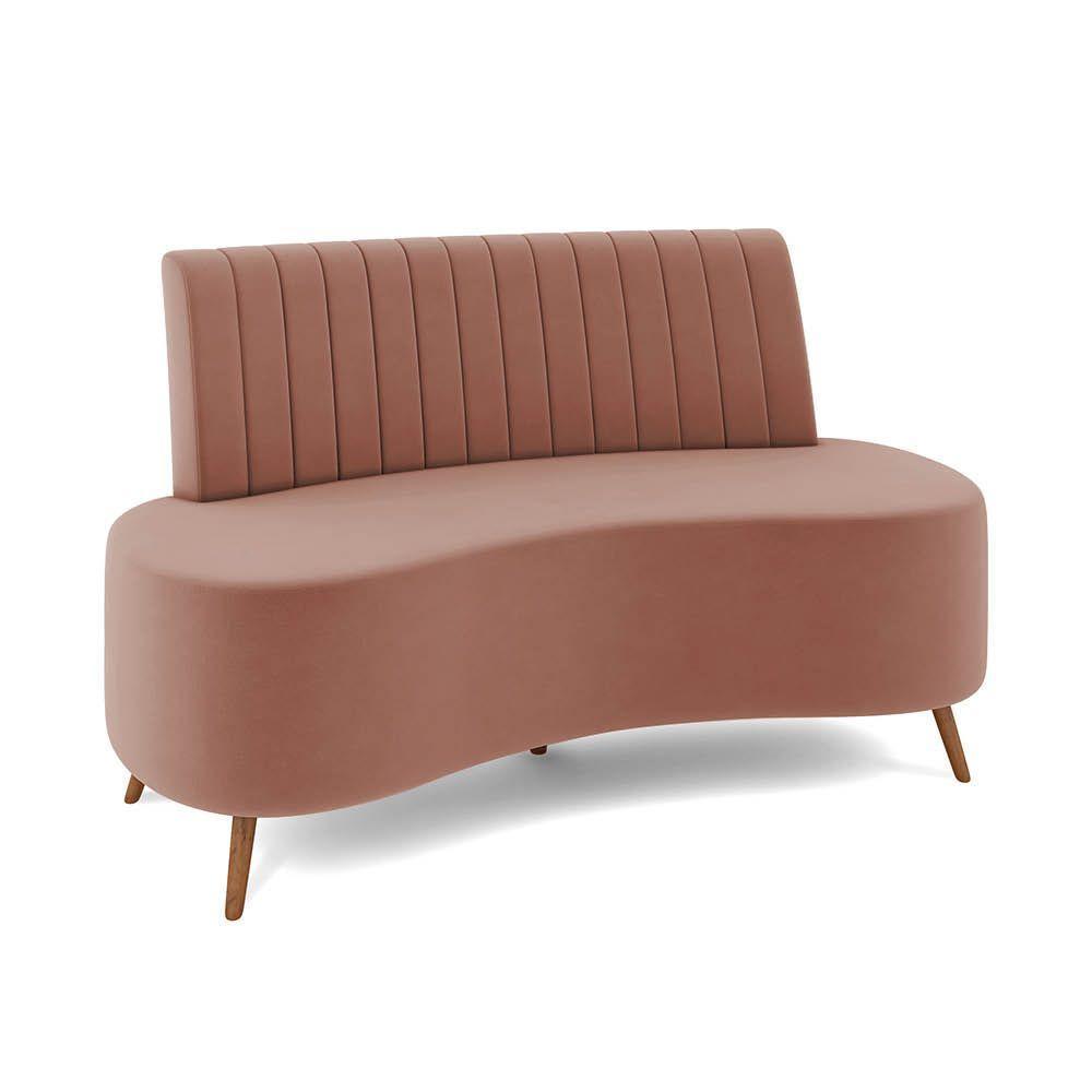 Sofá 2 Lugares Living 160cm Pé Palito Maraú Veludo K01 - D'rossi Cor Rose - 1