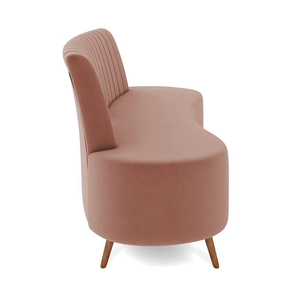 Sofá 2 Lugares Living 160cm Pé Palito Maraú Veludo K01 - D'rossi Cor Rose - 3
