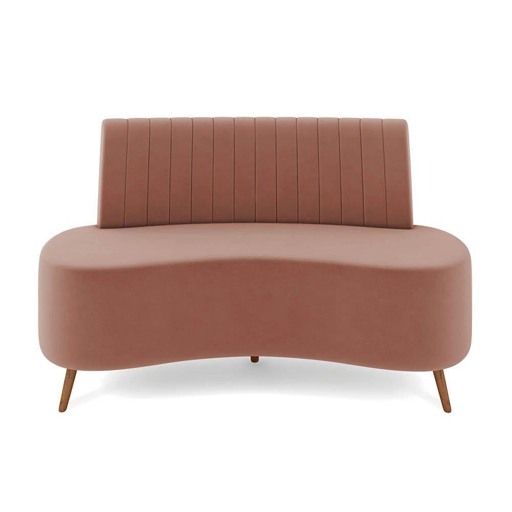 Sofá 2 Lugares Living 160cm Pé Palito Maraú Veludo K01 - D'rossi Cor Rose - 5