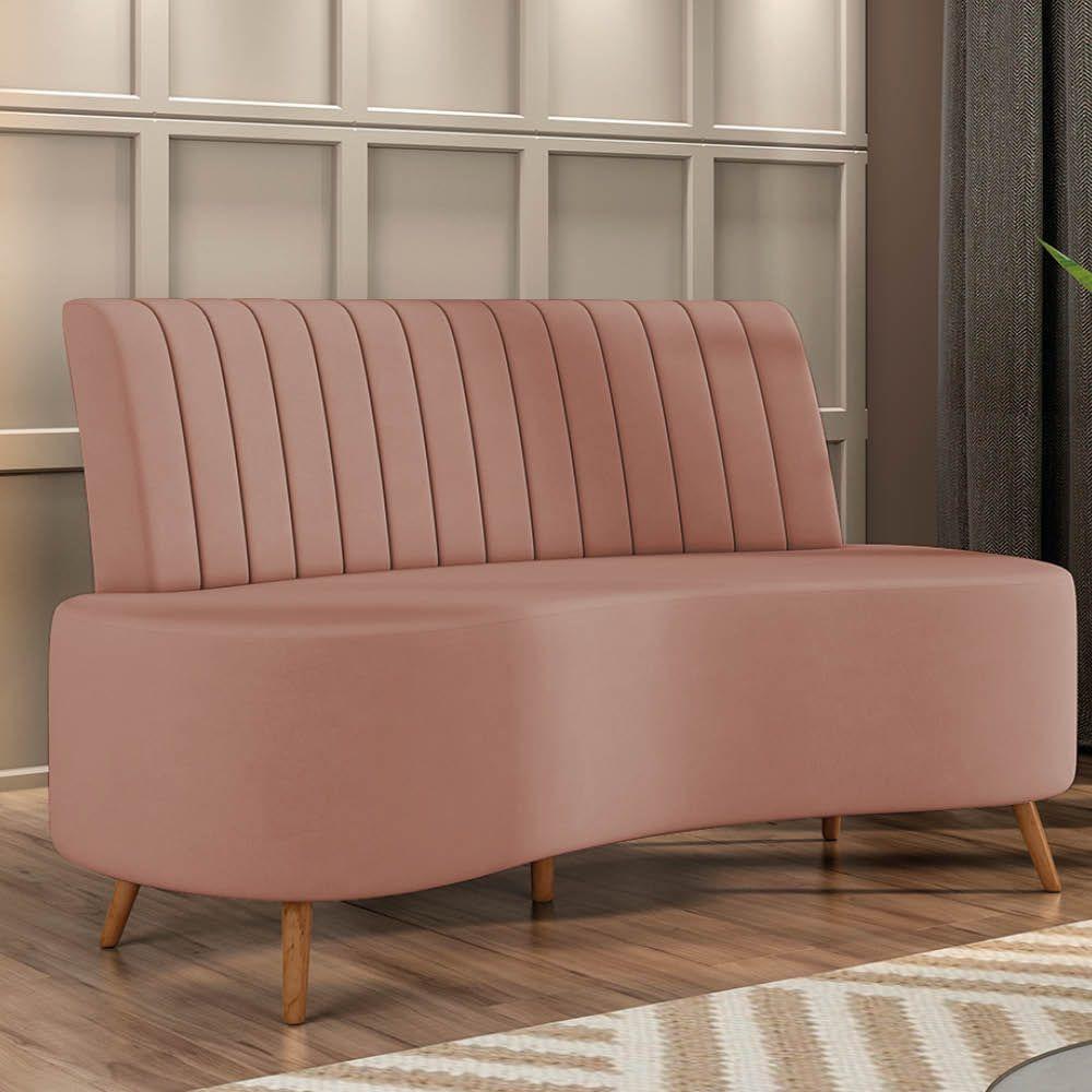 Sofá 2 Lugares Living 160cm Pé Palito Maraú Veludo K01 - D'rossi Cor Rose - 6
