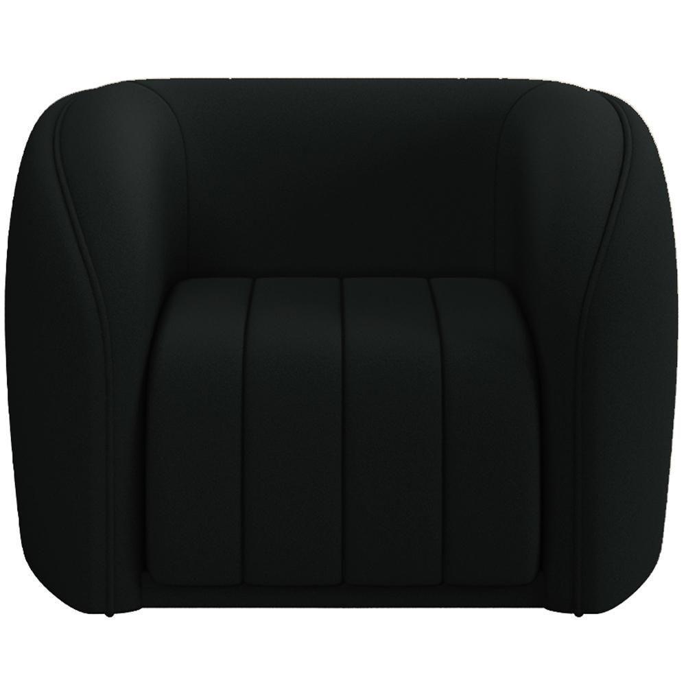 Kit Sofá 4 Lugares Para Sala 252cm Com 01 Poltrona Lazio M03 Veludo Preto - Lyam Decor - 7