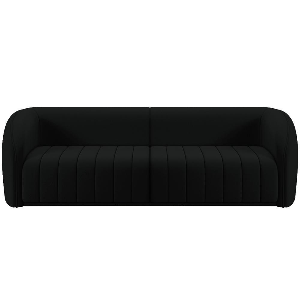 Kit Sofá 4 Lugares Para Sala 252cm Com 01 Poltrona Lazio M03 Veludo Preto - Lyam Decor - 8