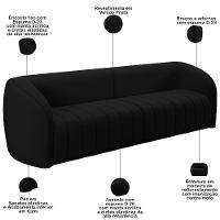 Kit Sofá 4 Lugares Para Sala 252cm Com 01 Poltrona Lazio M03 Veludo Preto - Lyam Decor - 10