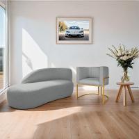 Kit Divã Luna 140cm Lado Esquerdo E 01 Poltrona Base De Ferro Dourado Bouclé Cinza - 3