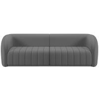 Kit Sofá 4 Lugares Para Sala 252cm Com 02 Poltronas Lazio M03 Veludo Cinza - Lyam Decor - 8