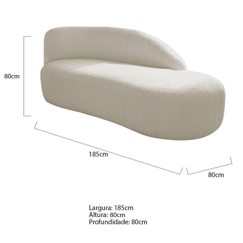 Kit Divã Luna 185cm Lado Direito E 02 Poltronas Base De Ferro Dourado Bouclé Bege - 7