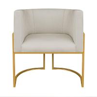 Kit Divã Luna 185cm Lado Direito E 02 Poltronas Base De Ferro Dourado Bouclé Bege - 2