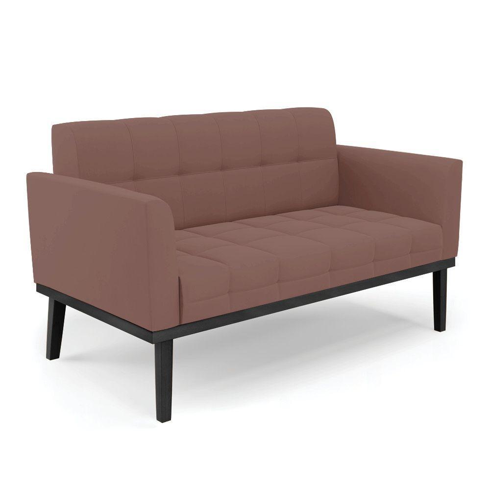Sofá Namoradeira 2 Lugares Base De Madeira Preto Elisa Veludo D03 - D'rossi Cor Rose - 1