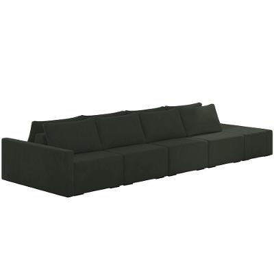 Sofá Ilha Modular Para Sala 392cm Com Puff Dublin K01 Veludo Verde - Lyam Decor