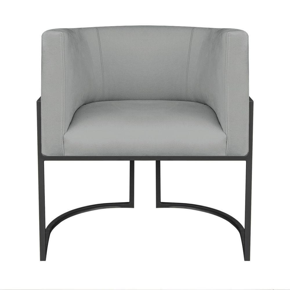 Kit Divã Luna 185cm Lado Direito E 01 Poltrona Base De Ferro Preto Bouclé Cinza - 2