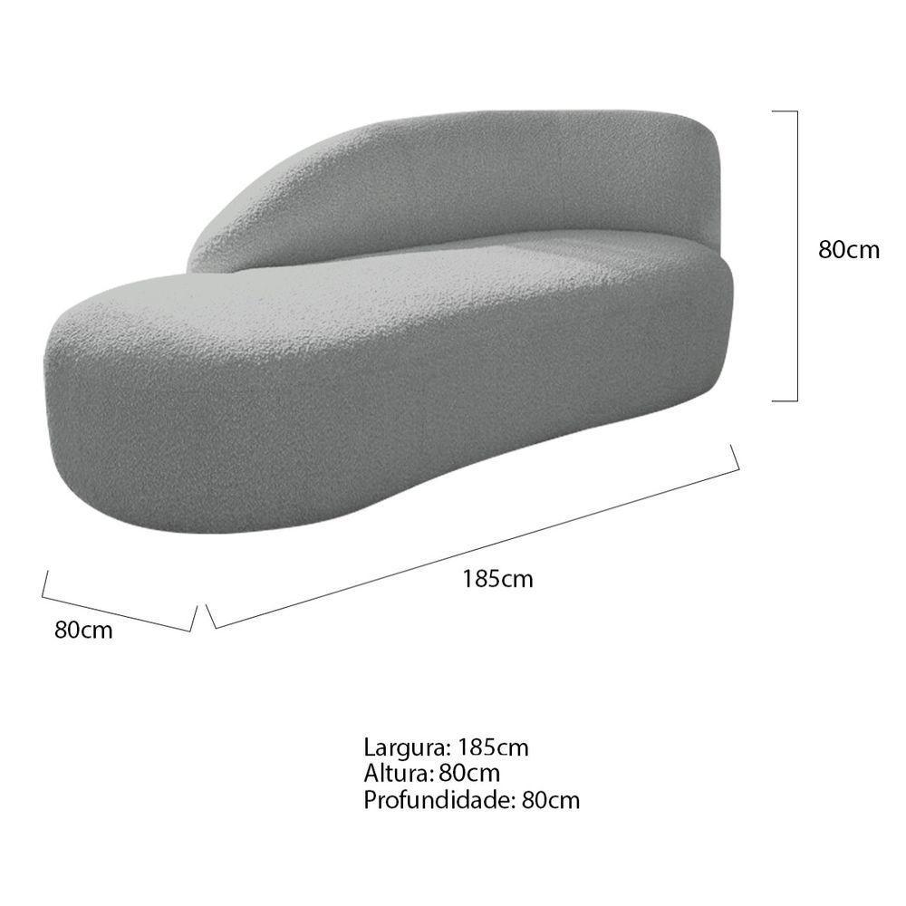 Kit Divã Luna 185cm Lado Esquerdo E 01 Poltrona Base De Ferro Preto Bouclé Cinza - 5