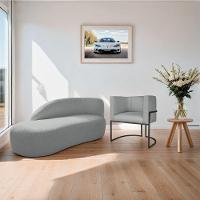 Kit Divã Luna 185cm Lado Esquerdo E 01 Poltrona Base De Ferro Preto Bouclé Cinza - 6