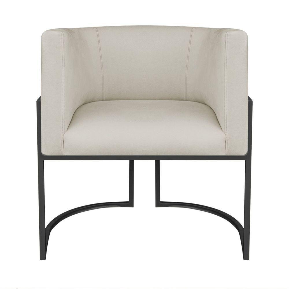 Kit Divã Luna 185cm Lado Esquerdo E 01 Poltrona Base De Ferro Preto Bouclé Bege - 3