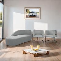 Kit Divã Luna 185cm Lado Esquerdo E 02 Poltronas Base De Ferro Preto Bouclé Cinza - 2