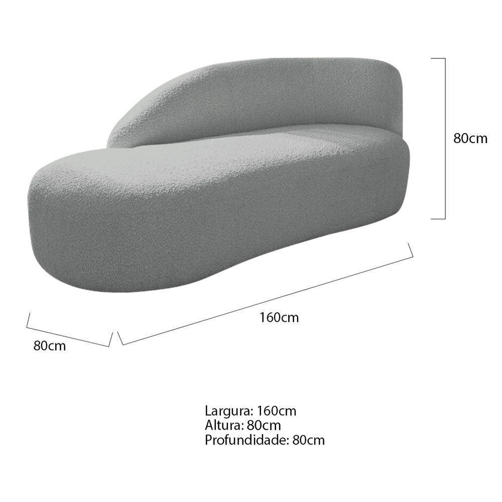 Kit Divã Luna 160cm Lado Esquerdo E 01 Poltrona Base De Ferro Dourado Bouclé Cinza - 7