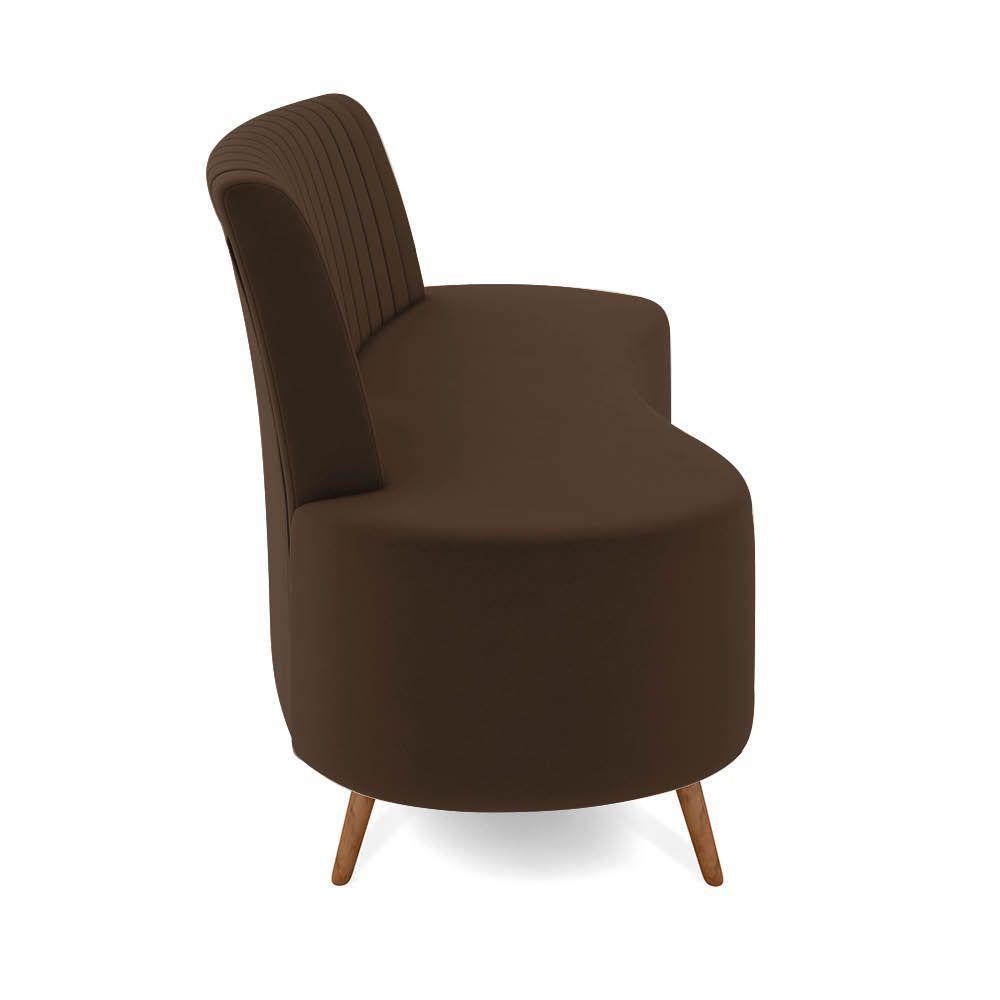 Sofá 2 Lugares Living 160cm Pé Palito Maraú Veludo K01 - D'rossi Cor Marrom - 3