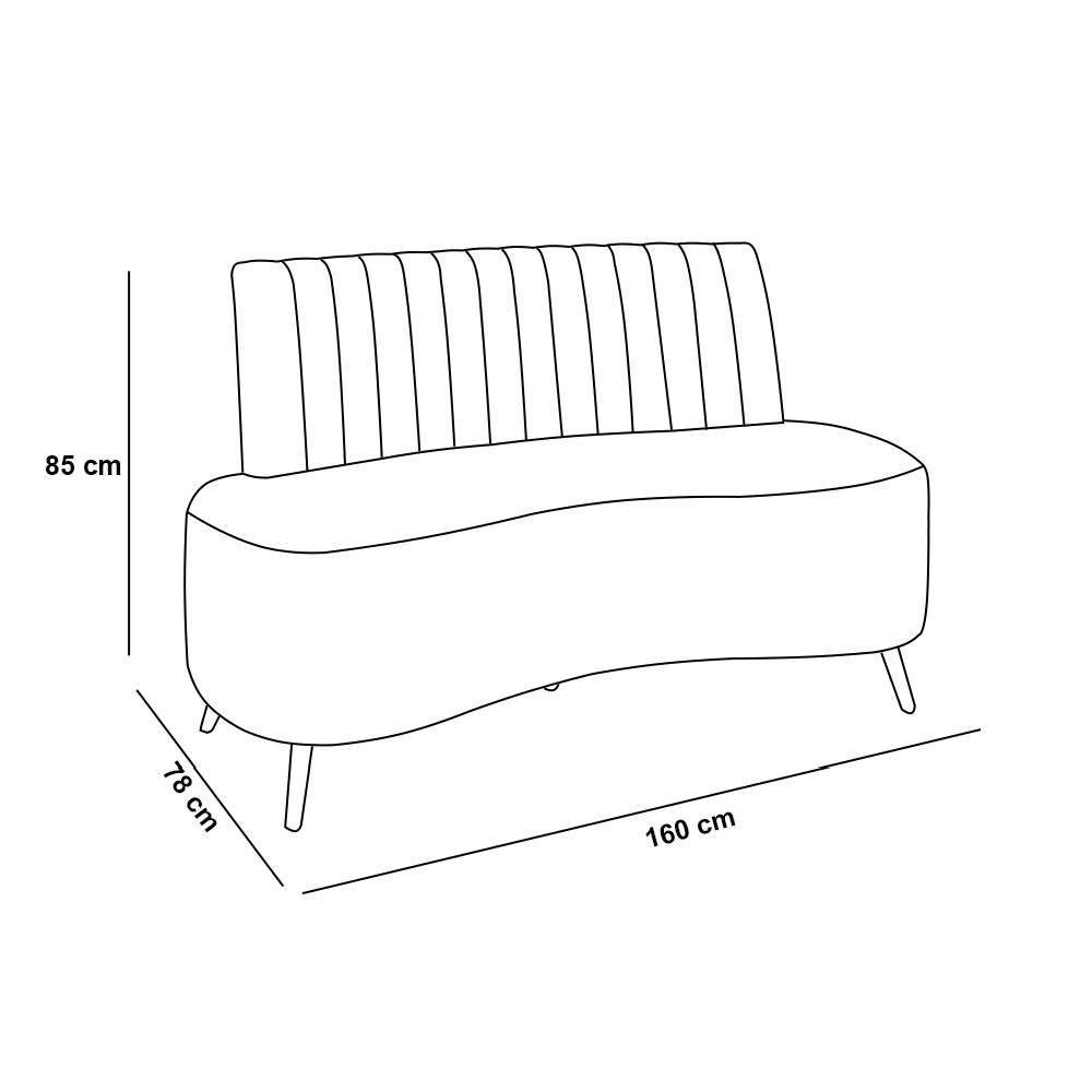 Sofá 2 Lugares Living 160cm Pé Palito Maraú Veludo K01 - D'rossi Cor Marrom - 4
