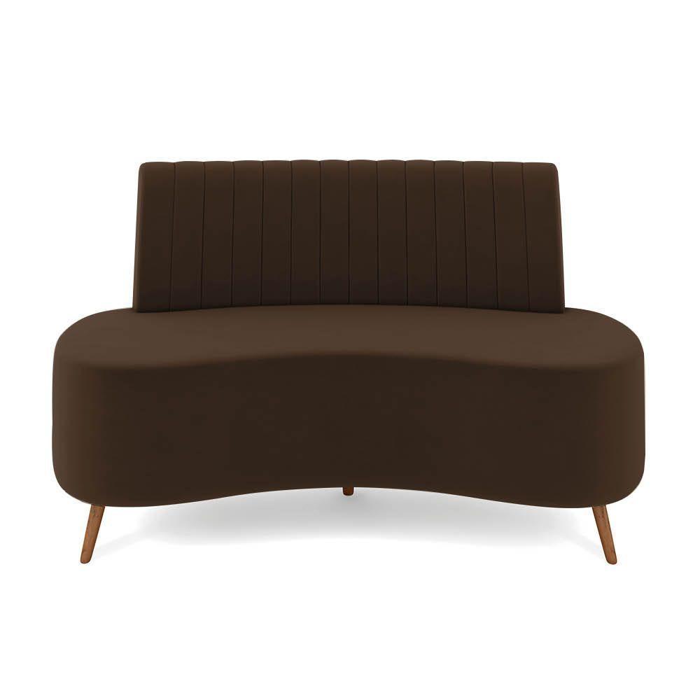 Sofá 2 Lugares Living 160cm Pé Palito Maraú Veludo K01 - D'rossi Cor Marrom - 5