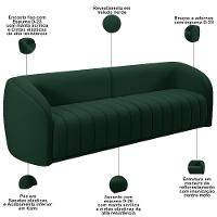 Kit Sofá 4 Lugares Para Sala 252cm Com 01 Poltrona Lazio M03 Veludo Verde - Lyam Decor