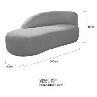 Kit Divã Luna 160cm Lado Esquerdo E 02 Poltronas Base De Ferro Preto Bouclé Cinza - 3