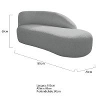 Kit Divã Luna 185cm Lado Direito E 02 Poltronas Base De Ferro Preto Bouclé Cinza - 5