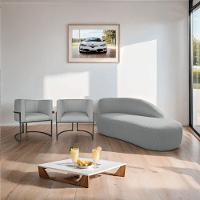 Kit Divã Luna 185cm Lado Direito E 02 Poltronas Base De Ferro Preto Bouclé Cinza - 6