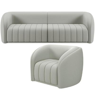 Kit Sofá 5 Lugares Para Sala 332cm Com 01 Poltrona Lazio M03 Veludo Creme - Lyam Decor