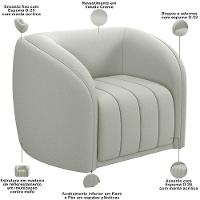Kit Sofá 5 Lugares Para Sala 332cm Com 01 Poltrona Lazio M03 Veludo Creme - Lyam Decor - 5