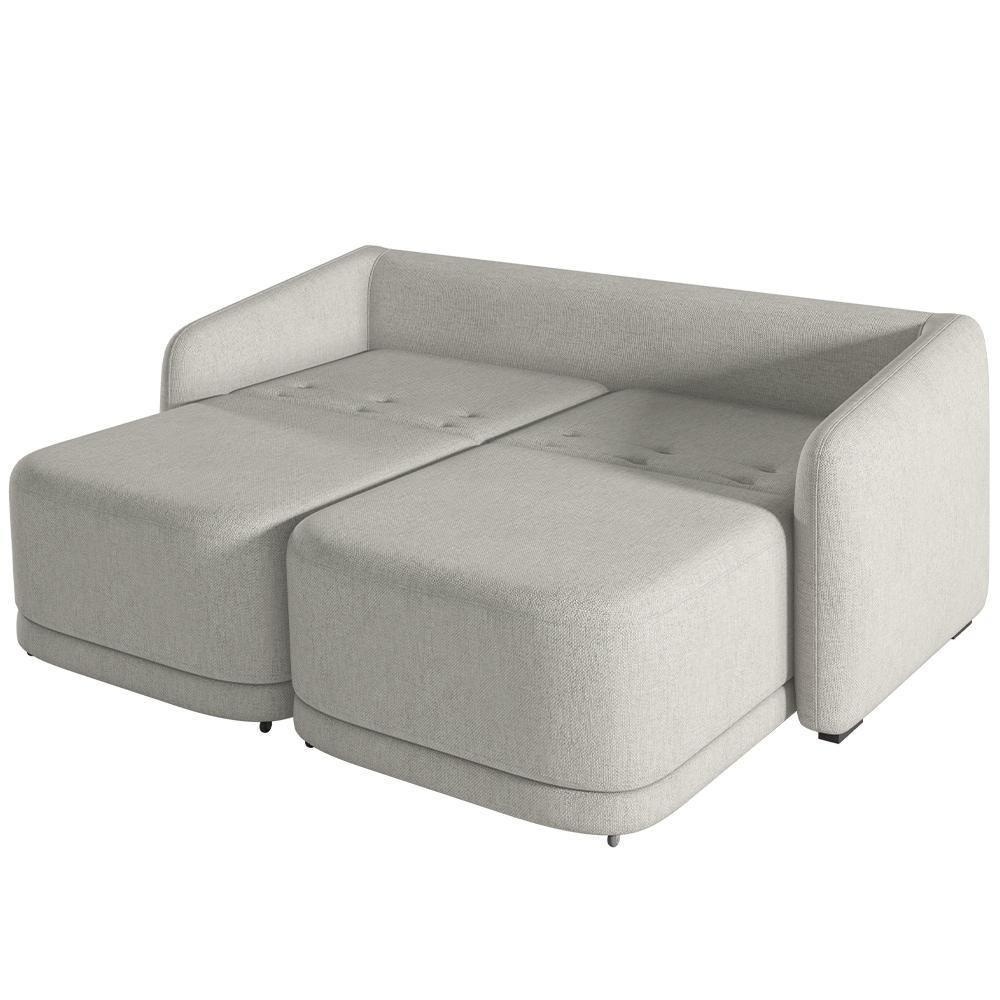 Sofá Cama Para Sala De Estar 2 Lugares 216cm Montserrat K01 Linho Cinza - Lyam Decor - 3