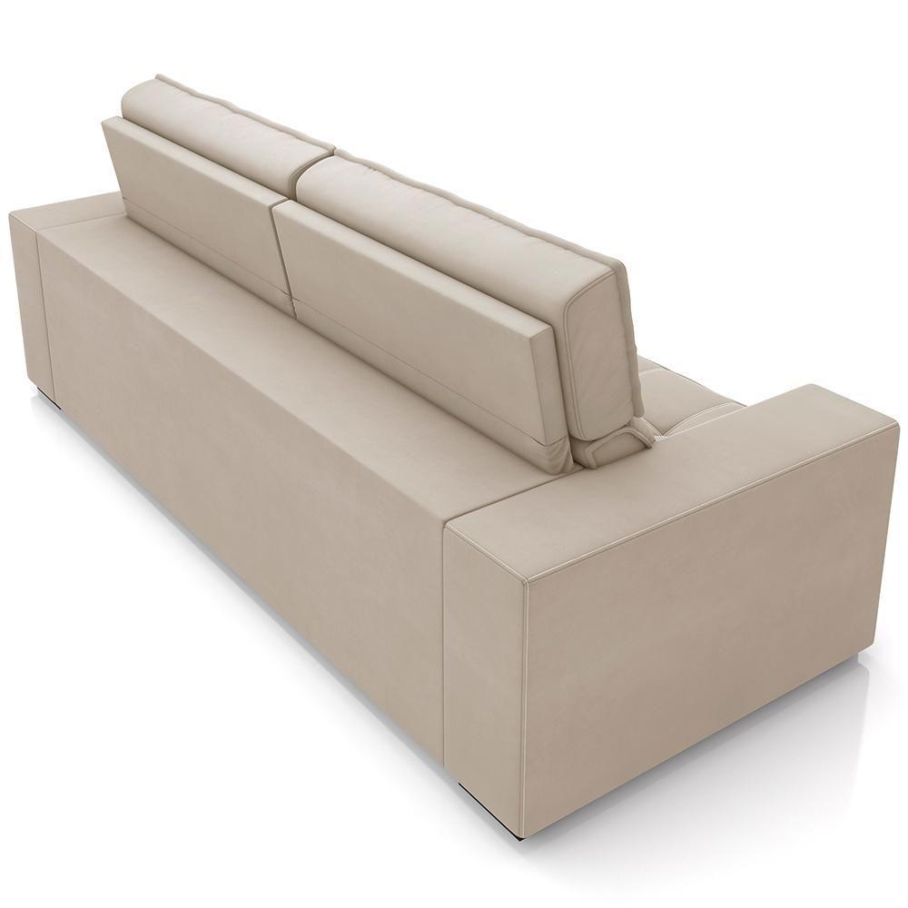 Sofá Retrátil Reclinável Para Sala De Estar Living 290cm Clara M03 Veludo Bege - 7