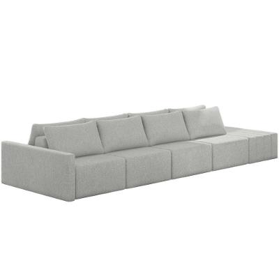 Sofá Ilha Modular Para Sala 392cm Com Puff Dublin K01 Linho Cinza - Lyam Decor