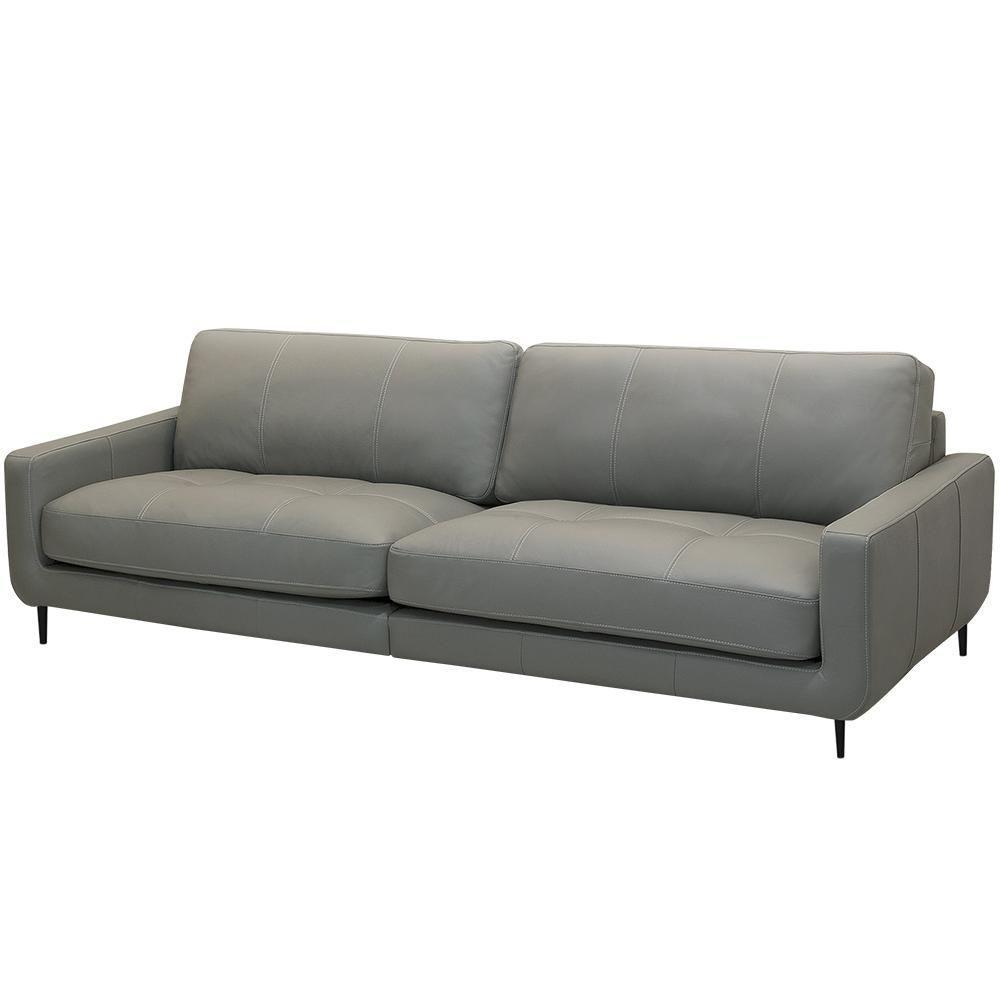 Sofá 3 Lugares Para Sala Living Industrial 210cm ávila L06 Couro Cinza Claro - Lyam Decor - 1