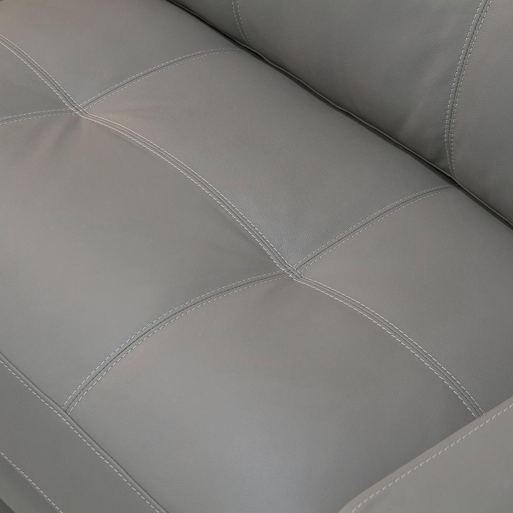 Sofá 3 Lugares Para Sala Living Industrial 210cm ávila L06 Couro Cinza Claro - Lyam Decor - 2