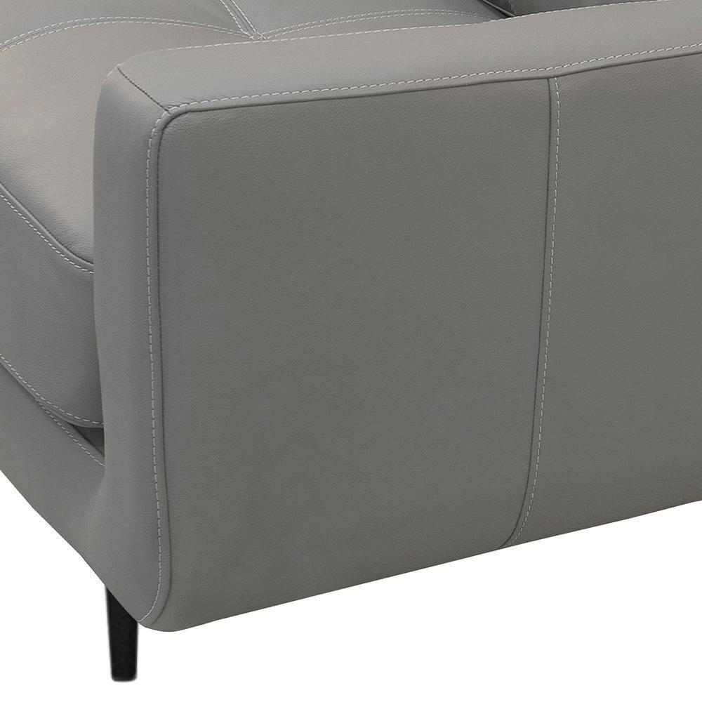 Sofá 3 Lugares Para Sala Living Industrial 210cm ávila L06 Couro Cinza Claro - Lyam Decor - 4