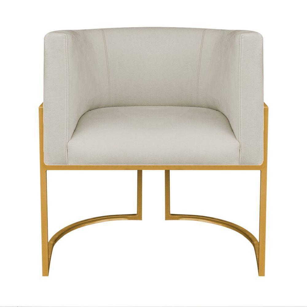 Kit Divã Luna 185cm Lado Esquerdo E 01 Poltrona Base De Ferro Dourado Bouclé Bege - 2