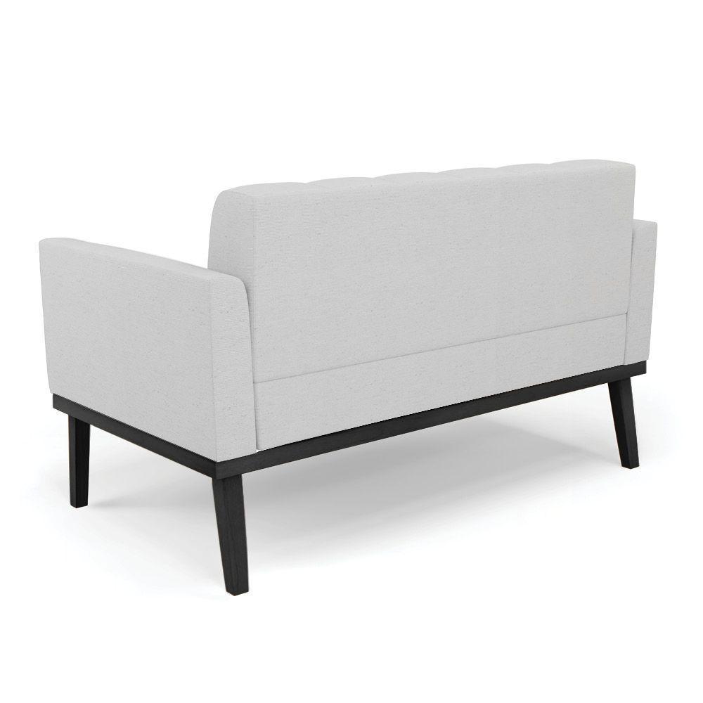 Sofá Namoradeira 2 Lugares Base De Madeira Preto Elisa Linho Cinza A05 D03 - D'rossi - 3